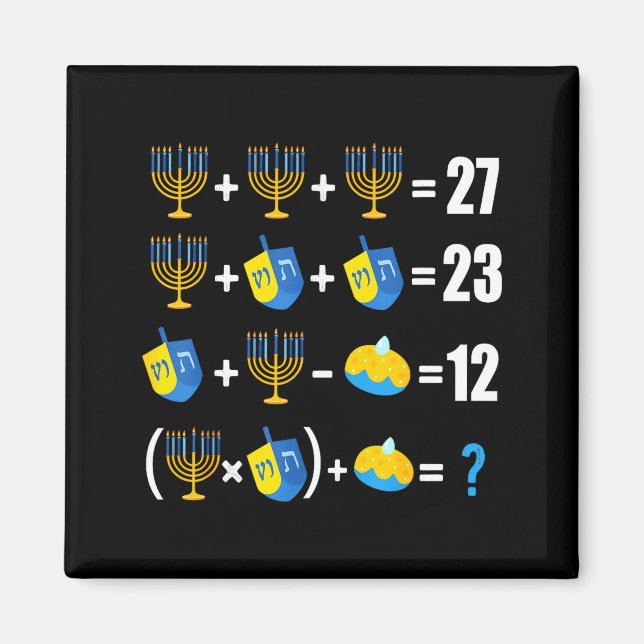 Happy Hanukkah Menorah Dreidel Doughnut Math Teach Magnet (Vorne)