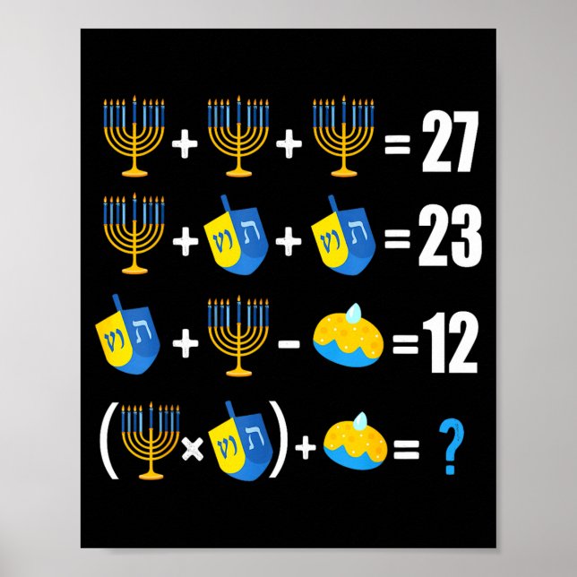 Happy Hanukkah Menorah Dreidel Doughnut Math Teach Poster (Vorne)