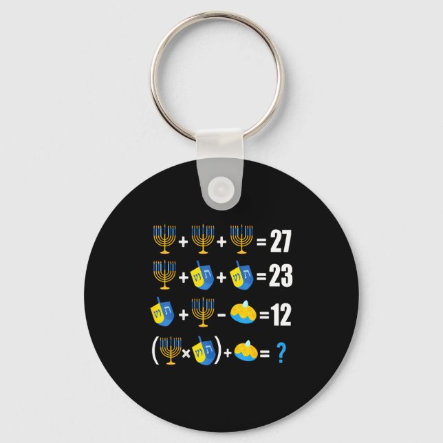 Happy Hanukkah Menorah Dreidel Doughnut Math Teach Schlüsselanhänger (Vorderseite)