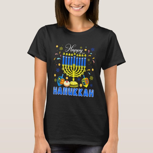 Happy Hanukkah Menorah Dreidel Proud Jewish Family T-Shirt (Vorderseite)