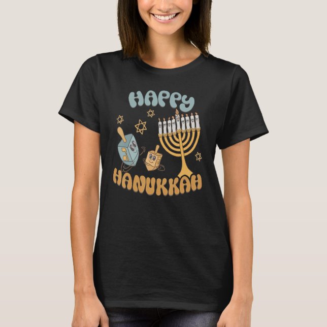 Happy Hanukkah Menorah Dreidel Retro Chanukkah Men T-Shirt (Vorderseite)