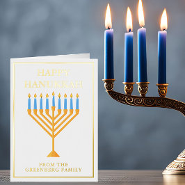 Happy Hanukkah Menorah Elegantes Custom Gold