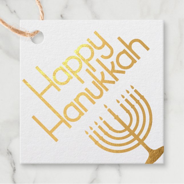Happy Hanukkah Menorah Geschenkanhänger (Vorderseite)