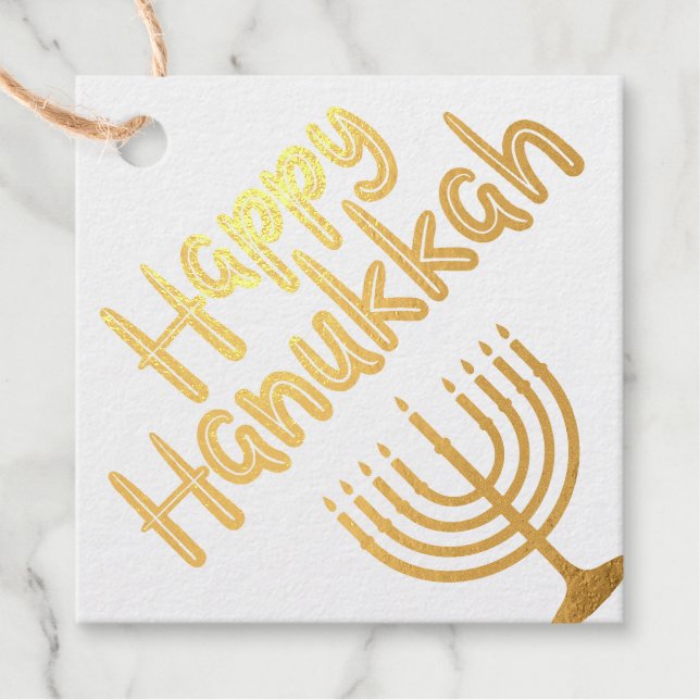 Happy Hanukkah Menorah Geschenkanhänger (Vorderseite)