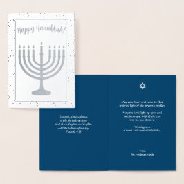 Happy Hanukkah Menorah Holiday Real Silver Folienkarte