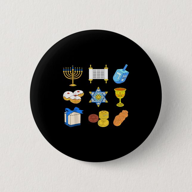 Happy Hanukkah Menorah Jüdische Xmas Chanukah Fami Button (Vorderseite)