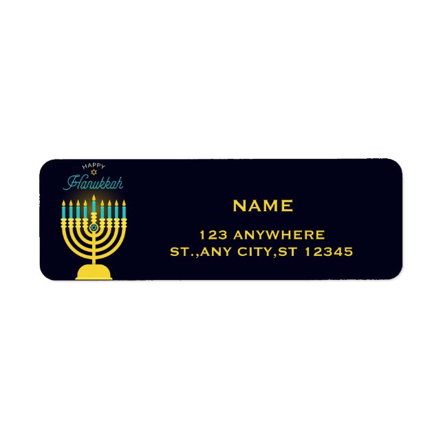 Happy Hanukkah Menorah Label (Vorne)