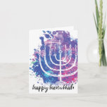 Happy Hanukkah, Menorah, Modern Art-Inspirred Feiertagskarte<br><div class="desc">Modern art-inspirred menorah illustriert: "Happy Hanukkah."</div>