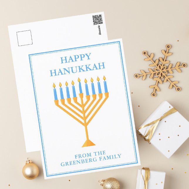 Happy Hanukkah Menorah Niedlich Personalisiert Postkarte (Von Creator hochgeladen)