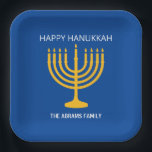 Happy Hanukkah Menorah Pappteller<br><div class="desc">Happy Hanukkah Menorah Paper Teller</div>