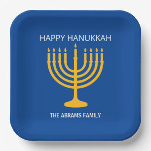 Happy Hanukkah Menorah Pappteller