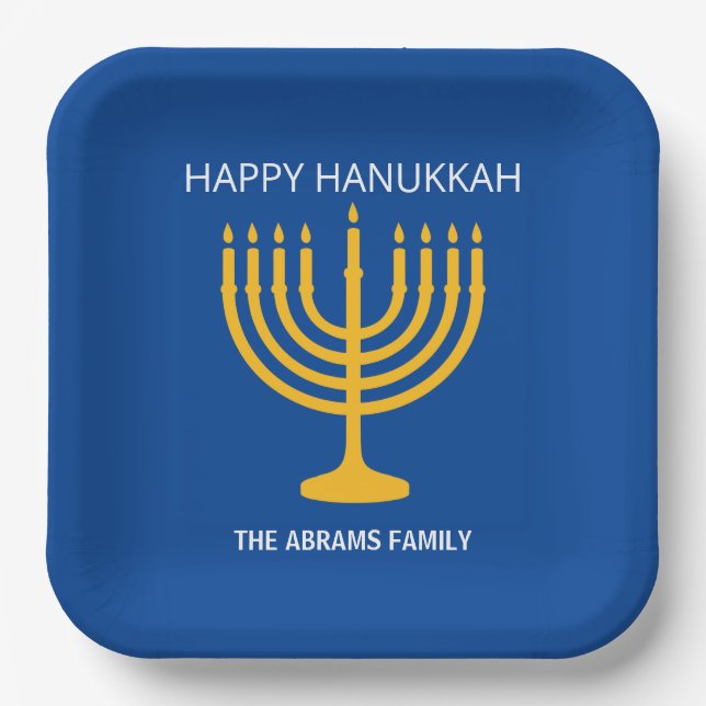 Happy Hanukkah Menorah Pappteller (Vorderseite)
