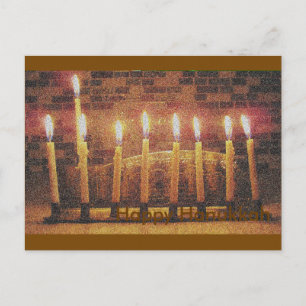 Happy Hanukkah Menorah Post Card Feiertagspostkarte
