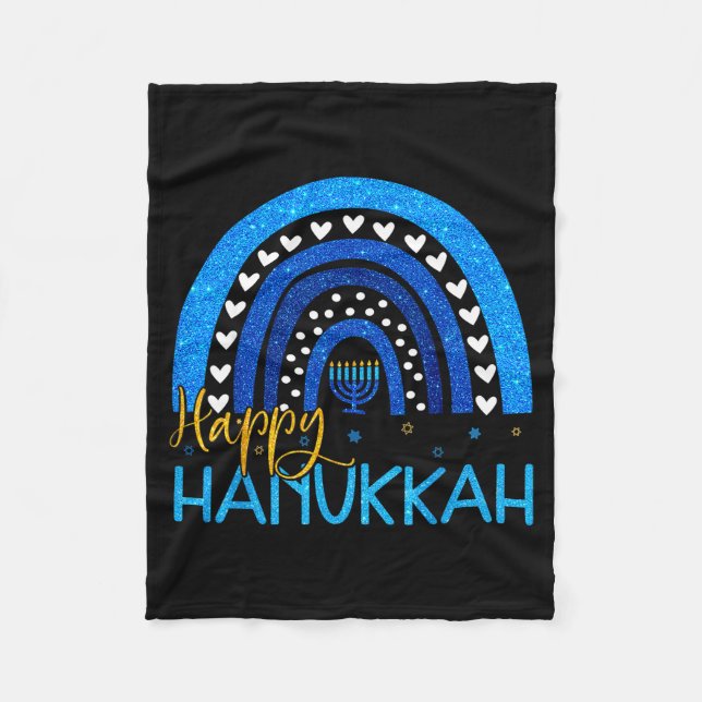 Happy Hanukkah Menorah Rainbow Jewish Gift Women K Fleecedecke (Vorderseite)