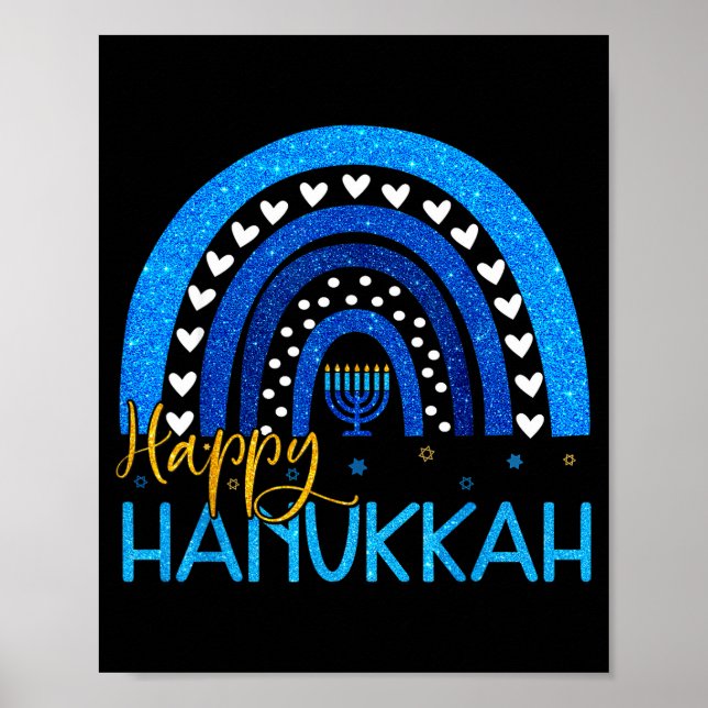 Happy Hanukkah Menorah Rainbow Jewish Gift Women K Poster (Vorne)