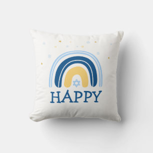 Happy Hanukkah Menorah Rainbow Throw Pillow Kissen
