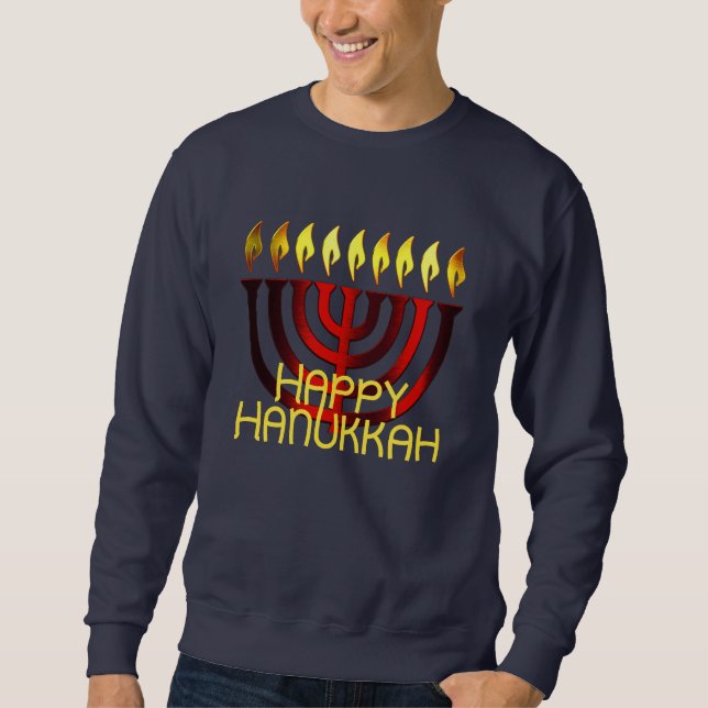 Happy Hanukkah Menorah Red Sweatshirt (Vorderseite)