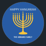 Happy Hanukkah Menorah Runder Aufkleber<br><div class="desc">Happy Hanukkah Menorah Classic Round Sticker</div>