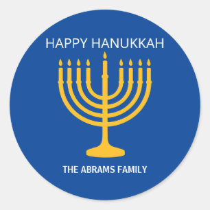 Happy Hanukkah Menorah Runder Aufkleber