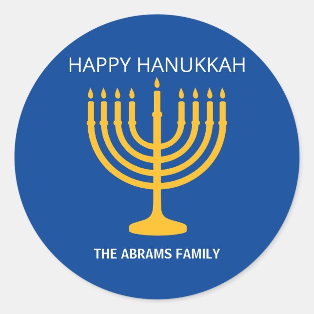 Happy Hanukkah Menorah Runder Aufkleber (Vorderseite)