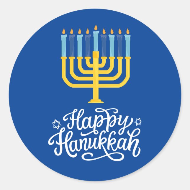 Happy Hanukkah Menorah Runder Aufkleber (Vorderseite)