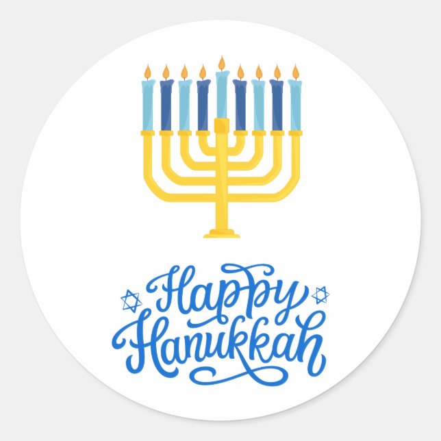 Happy Hanukkah Menorah Runder Aufkleber (Vorderseite)