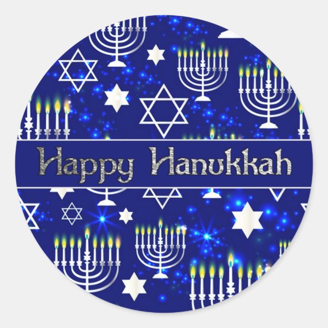 Happy Hanukkah Menorah Runder Aufkleber (Vorderseite)