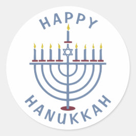 Happy Hanukkah Menorah Runder Aufkleber
