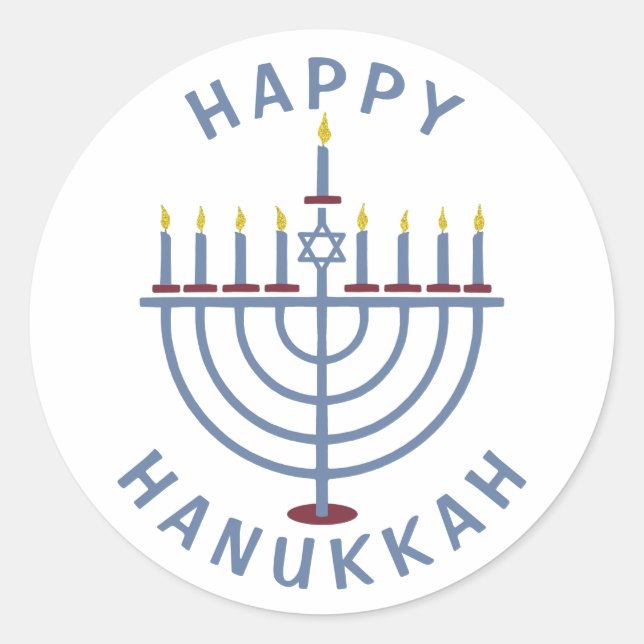 Happy Hanukkah Menorah Runder Aufkleber (Vorderseite)