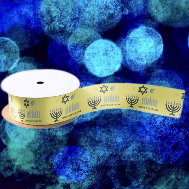 Happy Hanukkah Menorah Satin Ribbon Satinband (Von Creator hochgeladen)