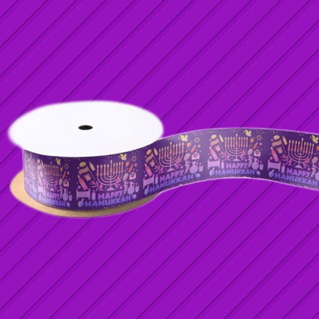 Happy Hanukkah Menorah Satin Ribbon Satinband (Von Creator hochgeladen)