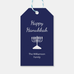 Happy Hanukkah Menorah Simple Blue Geschenkanhänger