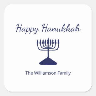 Happy Hanukkah Menorah Simple Quadratischer Aufkleber