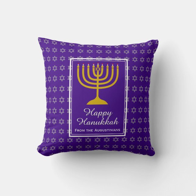 HAPPY HANUKKAH | Menorah | Star of David | LILA Kissen (Vorderseite)