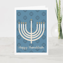 Happy Hanukkah Menorah/Star von David Muster 2 Feiertagskarte