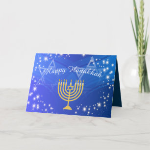 Happy Hanukkah Menorah Stars individuell anpassbar Dankeskarte