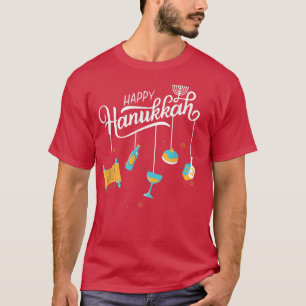 Happy Hanukkah Menorah Torah Dreidel und Doughnut T-Shirt
