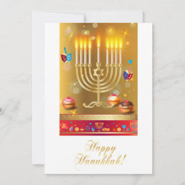 Happy Hanukkah Menorah und dreideliger jüdischer F Feiertagskarte