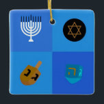 Happy Hanukkah Menorah und Dreidels Keramikornament<br><div class="desc">.Feiern Sie acht Tage und acht Nächte des Festivals der Lichter mit Hanukkah-Karten und Geschenken. Das Lichterfest ist hier. Lächle die Menorah,  spiele mit dem dreiel und feiere auf Latkes und Sufganiyots. Feiern Sie den Geist von Hanukkah mit Freunden,  Familie und Lieben,  indem Sie ihnen Happy Hanukkah wünschen.</div>