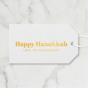 Happy Hanukkah minimalistisch elegant personalisie Geschenkanhänger