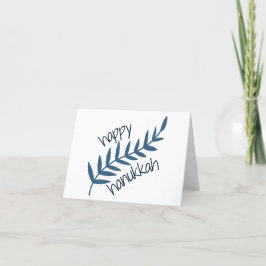 Happy Hanukkah (mit blauen Blätter) Dankeskarte