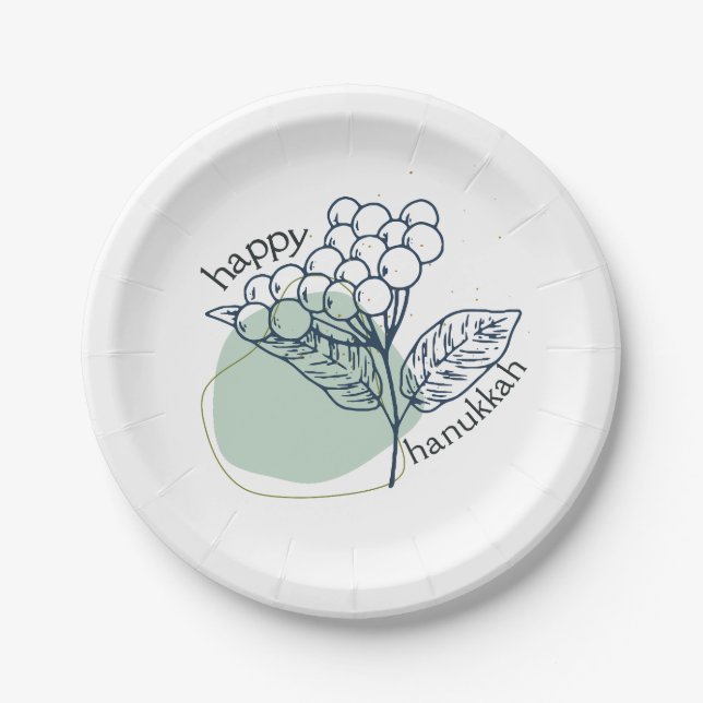 Happy Hanukkah (mit Gezeichnet Berries) Pappteller (Vorderseite)