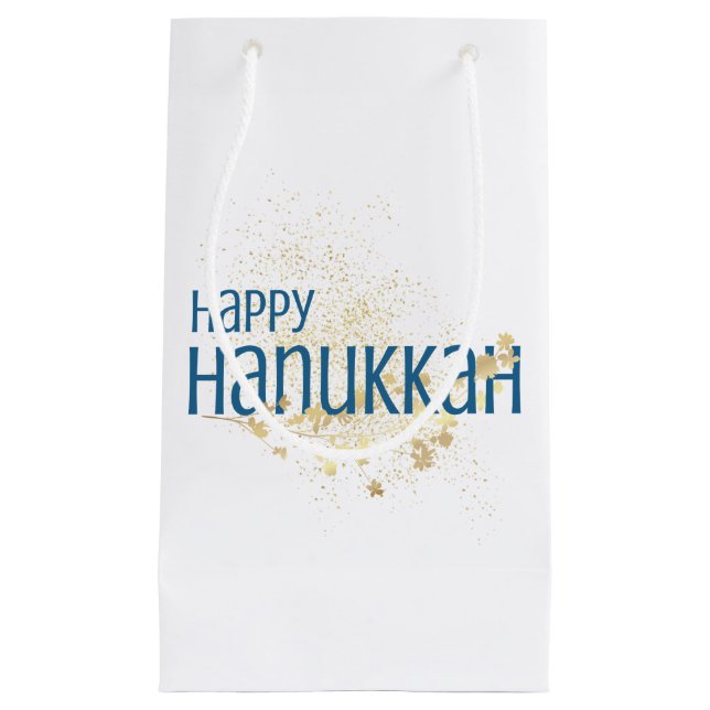 Happy Hanukkah (mit Goldblättern) Kleine Geschenktüte (Vorderseite)