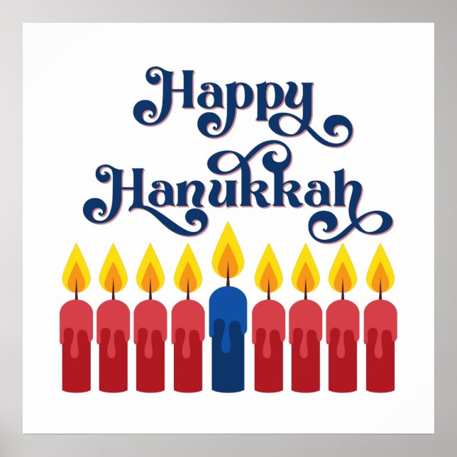 Happy Hanukkah mit Kerzen Poster (Vorne)