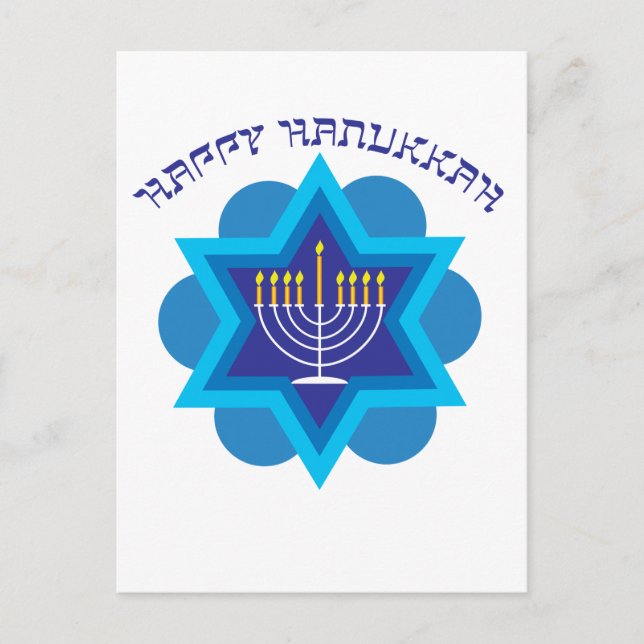🕎 Happy Hanukkah, mit Menorah, anpassbar Postkarte (Vorderseite)