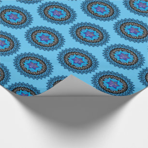 Happy Hanukkah mit menorah blauen Wrapping Paper Geschenkpapier
