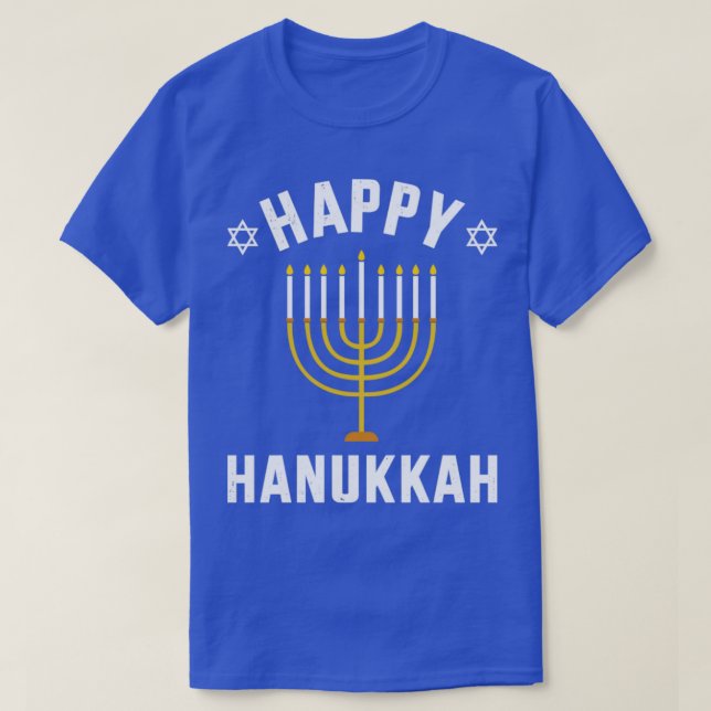 Happy hanukkah mit menorah für jüdische Weihnachte T-Shirt (Design vorne)