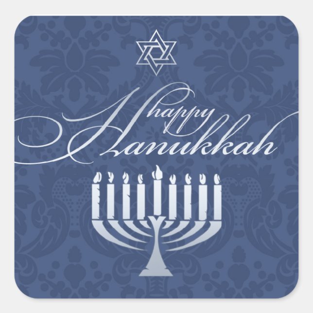 Happy Hanukkah mit Menorah Sticker (Vorderseite)