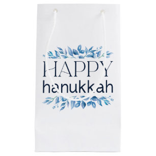 Happy Hanukkah (mit Winter Watercolor Florals) Kleine Geschenktüte