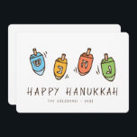 Happy Hanukkah Modern Dreidel Feiertagskarte<br><div class="desc">Design besteht aus Dreidel Spinnen Top Illustration. Name,  Gruß und Jahr hinzufügen</div>